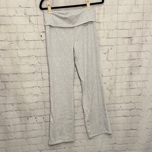 Fold Over Light Gray Wide Leg Women's Pants